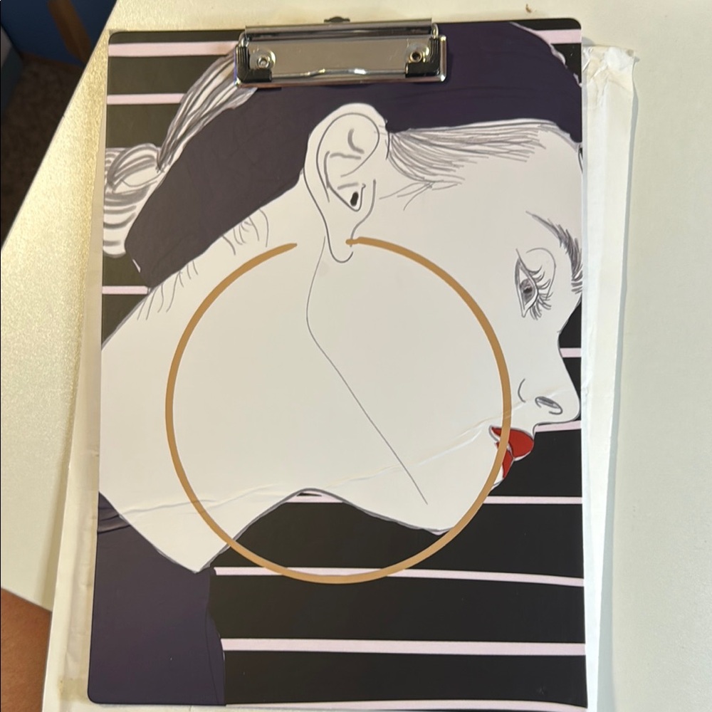 Stylish Black and White Clipboard with Artistic Design